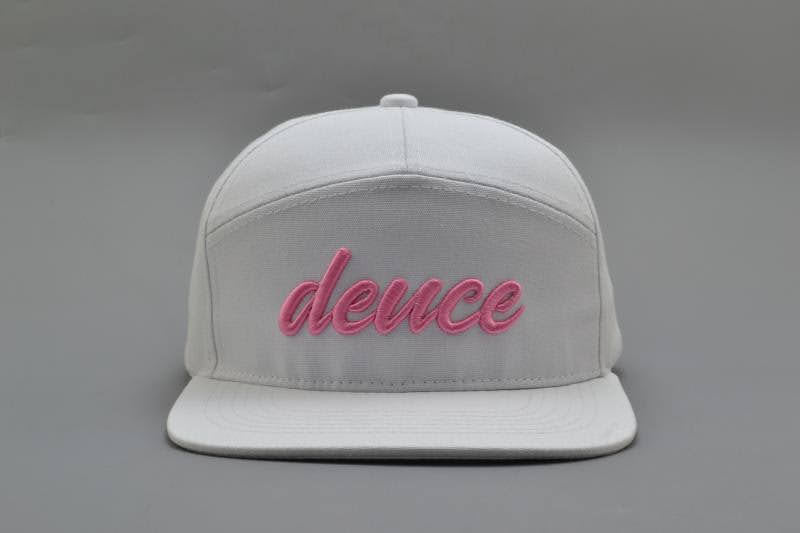 Signature 7 Panel Deuce Tour Golf Hat - White and Pink