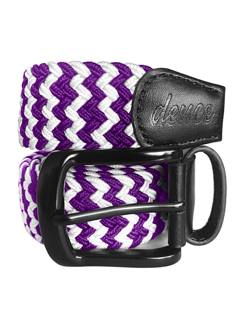 Purple and WHite Elastic Canvas Golf Belt