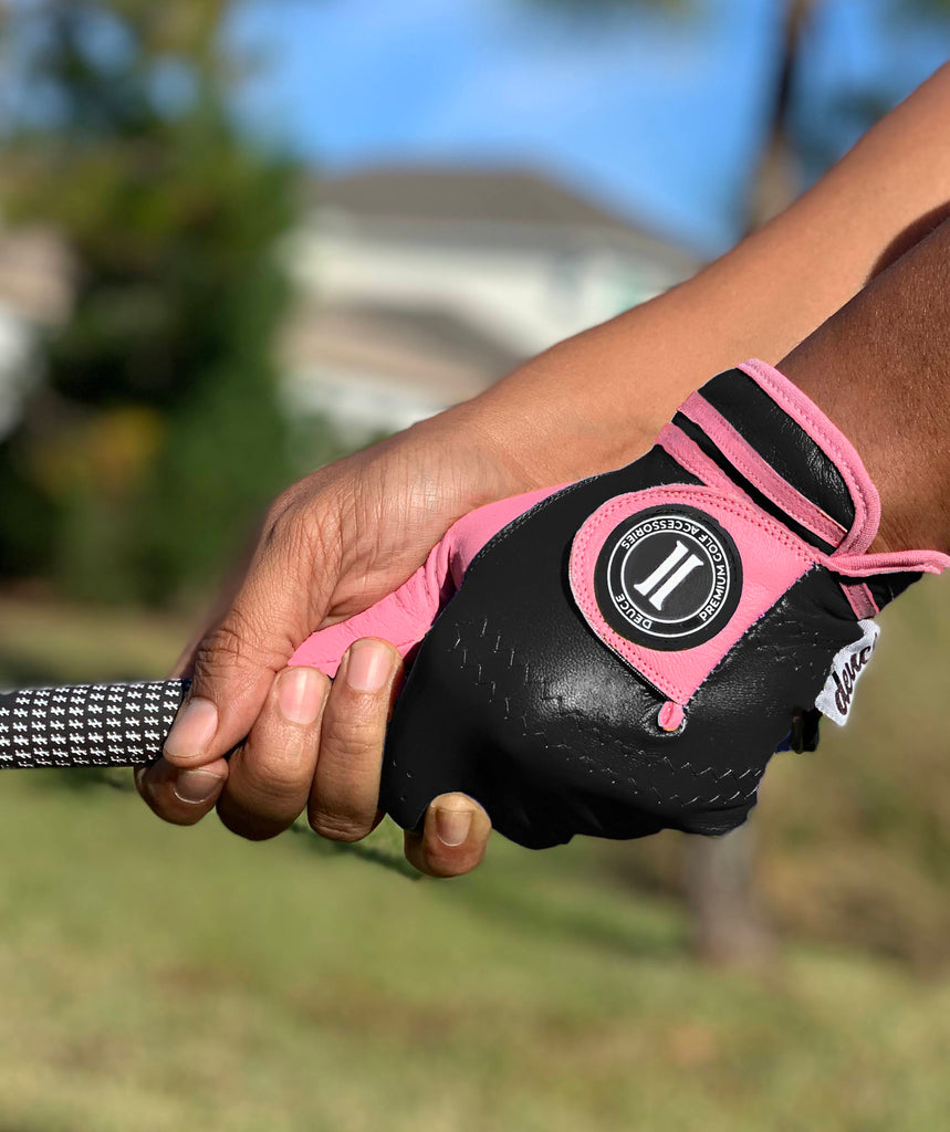 Black and Pink Golf Glove, Black Rose Womens Golf Glove