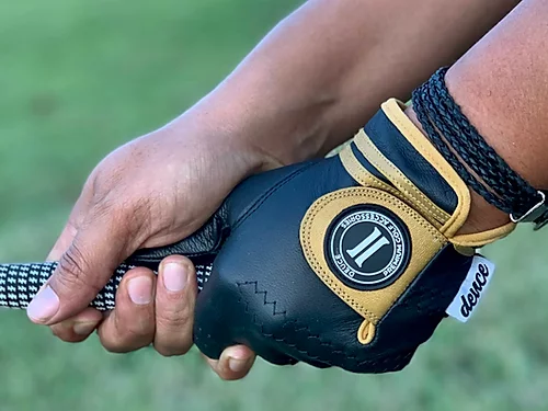 Black and Gold Cabretta Leather Golf Glove, Deuce Golf Glove, Alpha Phi Alpha, Saints Golf Glove