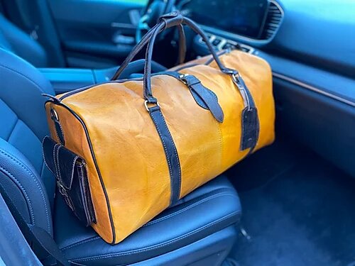 The Weekender - Butterscotch & Mocha Premium Leather Duffle Bag