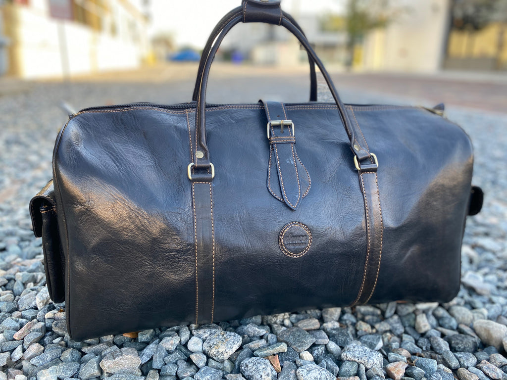 The Weekender - Black Noir with Tan Stitching Deuce Premium Duffle Bag